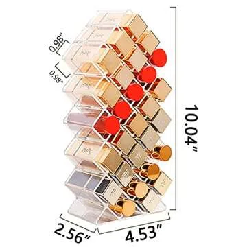 Tasybox Clear Lipstick Holder Organizer, 28 Spaces Acrylic Lipgloss Organizers and Storage Box Display Stand
