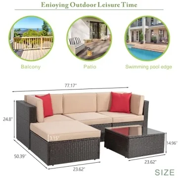 Vongrasig 5 Piece Patio Furniture Set, Stylish and Comfortable Outdoor Seating
