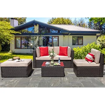 Vongrasig 5 Piece Patio Furniture Set, Stylish and Comfortable Outdoor Seating