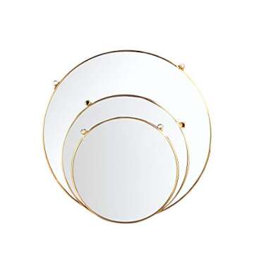 LONGWIN Hanging Wall Circle Mirror Decor Gold Geometric Mirror with Chain for Bathroom Bedroom Living Room 15.7"