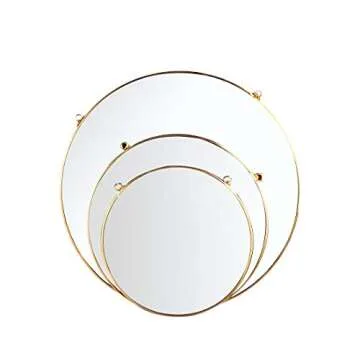 LONGWIN Hanging Wall Circle Mirror Decor Gold Geometric Mirror with Chain for Bathroom Bedroom Living Room 15.7"