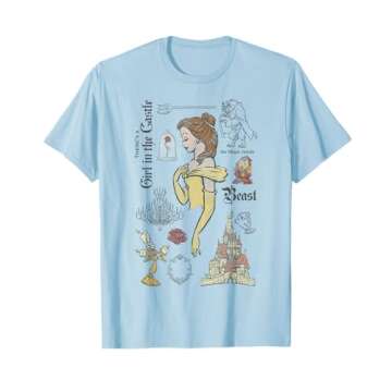 Disney Beauty And The Beast Characters Sketched T-Shirt T-Shirt