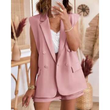 KIRUNDO Women's Suits 2 Piece Set Summer Blazer and Shorts Outfits
