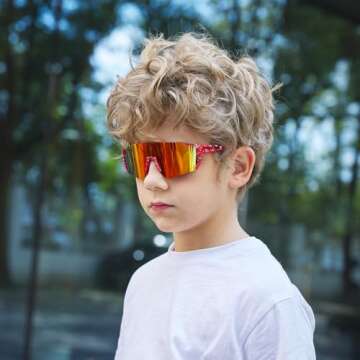 SEKKAF Youth Baseball Sunglasses for Boys Girls Age 6-12 Softball Cycling Sports Sunglasses for Kids...