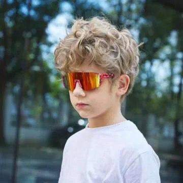 SEKKAF Youth Baseball Sunglasses for Boys Girls Age 6-12 Softball Cycling Sports Sunglasses for Kids...