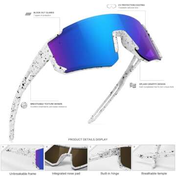 SEKKAF Youth Baseball Sunglasses for Boys Girls Age 6-12 Softball Cycling Sports Sunglasses for Kids Lightweight Frame