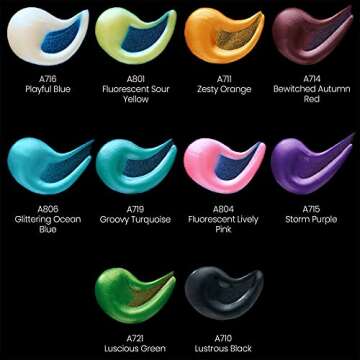 ARTEZA Iridescent Acrylic Paint Set of 10 Shimmer Colors