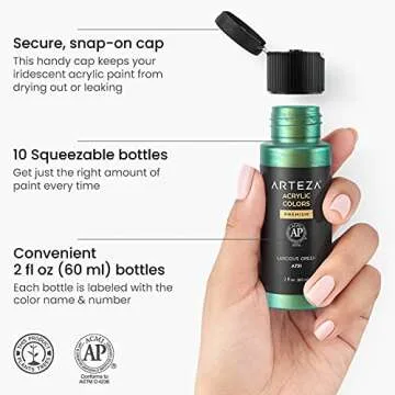 ARTEZA Iridescent Acrylic Paint Set of 10 Shimmer Colors