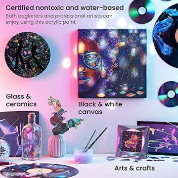 ARTEZA Iridescent Acrylic Paint Set of 10 Shimmer Colors