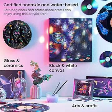 ARTEZA Iridescent Acrylic Paint Set of 10 Shimmer Colors