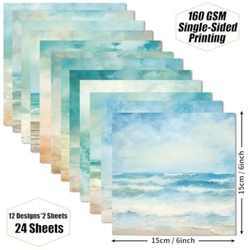 Ocean Sea Waves Scrapbook Paper Pack for Creative Projects