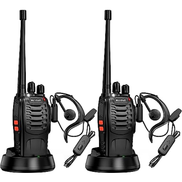 Arcshell Rechargeable Long Range Two-Way Radios with Earpiece 2 Pack Arcshell AR-5 Walkie Talkies Li-ion Battery and Charger Included