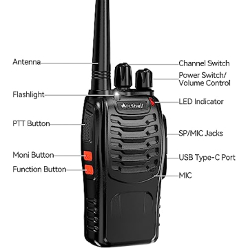 Arcshell Rechargeable Long Range Two-Way Radios with Earpiece 2 Pack Arcshell AR-5 Walkie Talkies Li-ion Battery and Charger Included