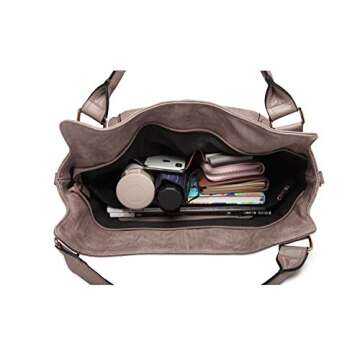 Women Tote Bag Handbags PU Leather Fashion Hobo Shoulder Bags with Adjustable Shoulder Strap, M,Khaki