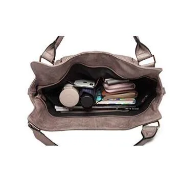 Women Tote Bag Handbags PU Leather Fashion Hobo Shoulder Bags with Adjustable Shoulder Strap, M,Khaki