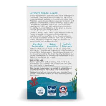 Nordic Naturals Ultimate Omega Jr., Strawberry - 120 Mini Soft Gels - 680 Total Omega-3s with EPA & DHA - Brain Health, Mood, Learning - Non-GMO - 60 Servings