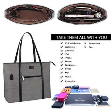 TANTO Laptop Tote Bag, Women Work Bag 15.6 Inch Laptop Bag with USB Charging Port Teacher Bag Comput...