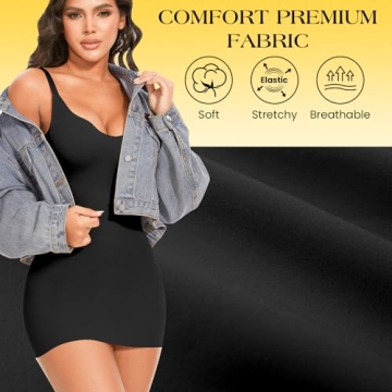 HMQ Womens Shapewear Slip Dress Tummy Control Seamless Beauty