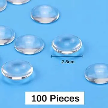 Acmer 100 Pieces Transparent Glass cabochons, Clear Glass Dome cabochon, Non-calibrated Round 1 inch/25mm for Photo Pendant Craft Jewelry Making