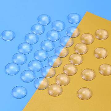 Acmer 100 Pieces Transparent Glass cabochons, Clear Glass Dome cabochon, Non-calibrated Round 1 inch/25mm for Photo Pendant Craft Jewelry Making