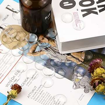 Acmer 100 Pieces Transparent Glass cabochons, Clear Glass Dome cabochon, Non-calibrated Round 1 inch/25mm for Photo Pendant Craft Jewelry Making