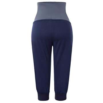 Womens Maternity Workout Pants Stretch High Waist Pregnancy Trousers Navy Blue S