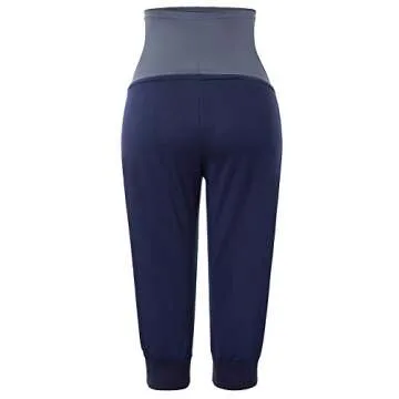 Womens Maternity Workout Pants Stretch High Waist Pregnancy Trousers Navy Blue S
