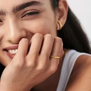 ZOERAY Gold Initial Rings for Women 14K Gold Plated Cute Stackable Letter Ring for Women Dainty Thin...