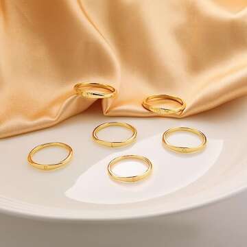 ZOERAY Gold Initial Rings for Women 14K Gold Plated Cute Stackable Letter Ring for Women Dainty Thin Capital Alphabet Pinky knuckle Stacking Rings Initial jewelry Gifts Size 6-10