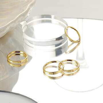 ZOERAY Gold Initial Rings for Women 14K Gold Plated Cute Stackable Letter Ring for Women Dainty Thin Capital Alphabet Pinky knuckle Stacking Rings Initial jewelry Gifts Size 6-10