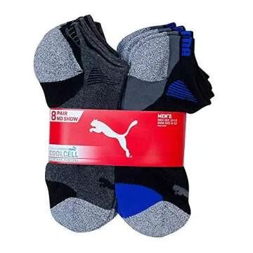 PUMA Men's No show Sport Socks, Moisture Control, Arch Support (8 Pair) (Extended Size - Shoe Size (12- 16), Black)