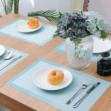 SUNSHINE FASHION Placemats,Placemats for Dining Table,Heat-Resistant Placemats, Washable PVC Table Mats,Kitchen Table mats Set of 4