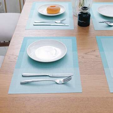 SUNSHINE FASHION Placemats,Placemats for Dining Table,Heat-Resistant Placemats, Washable PVC Table Mats,Kitchen Table mats Set of 4