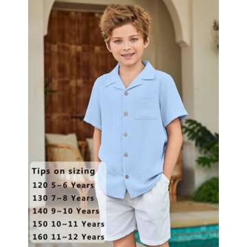 Stylish Arshiner Boys Short Sleeve Button Down Shirt - Summer Beach Fashion