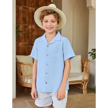 Arshiner Boys Short Sleeve Button Down Shirt for Summer