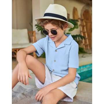 Arshiner Boys Short Sleeve Button Down Shirt for Summer