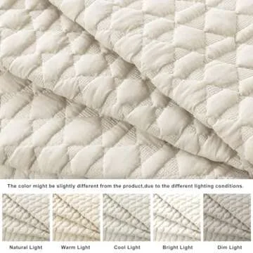 Lightweight WDCOZY Ivory Quilts Queen Size Bedding Set