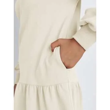 Trendy Queen Womens Sweatshirts Dresses Crew Neck Mini Fall Fashion Oversized Winter Clothes Hoodies Beige L