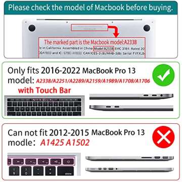 Teryeefi Compatible with MacBook Pro 13 inch Case 2020 2021 2022 2016-2019 Model M1 & M2 A2338 A2251 A2289, Hard Shell Case & Keyboard Cover for MacBook Pro 13 with Touch Bar, Tropical Leaf