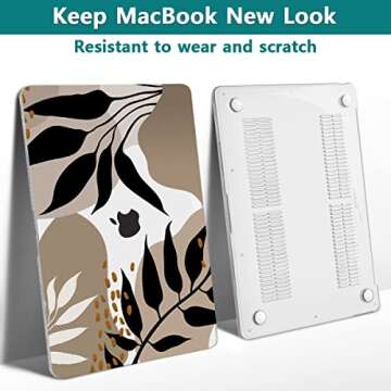 Teryeefi Compatible with MacBook Pro 13 inch Case 2020 2021 2022 2016-2019 Model M1 & M2 A2338 A2251 A2289, Hard Shell Case & Keyboard Cover for MacBook Pro 13 with Touch Bar, Tropical Leaf