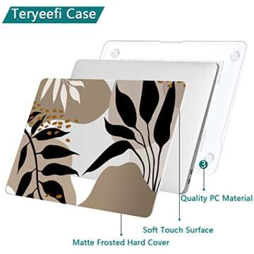 Teryeefi Compatible with MacBook Pro 13 inch Case 2020 2021 2022 2016-2019 Model M1 & M2 A2338 A2251 A2289, Hard Shell Case & Keyboard Cover for MacBook Pro 13 with Touch Bar, Tropical Leaf