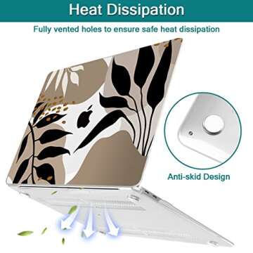 Teryeefi Compatible with MacBook Pro 13 inch Case 2020 2021 2022 2016-2019 Model M1 & M2 A2338 A2251 A2289, Hard Shell Case & Keyboard Cover for MacBook Pro 13 with Touch Bar, Tropical Leaf