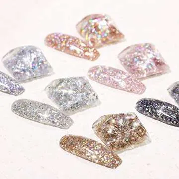 GAOY Chrome Platinum Glitter Nail Polish Set, 6 Colors Including Sparkly Shiny UV LED Soak Off Black...