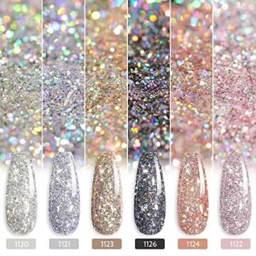 GAOY Chrome Platinum Glitter Nail Polish Set, 6 Colors Including Sparkly Shiny UV LED Soak Off Black Silver Pink Gel Polish Kit Home DIY Manicure Nail Salon Varnish