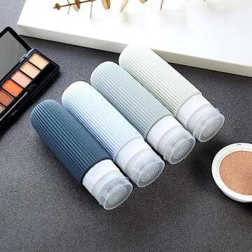 Mrsdry Travel Bottles for Toiletries, Tsa Approved 3oz Portable Travel Bottles, BPA Free Leak Proof Squeezable Silicone Travel Size Containers, Travel Accessories with Clear Toiletry Bag (4 Pack)