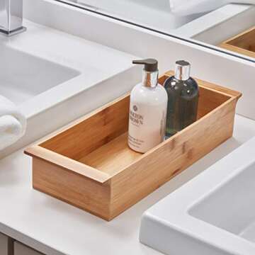 iDesig Formbu Wood Tabletop Storage Handles, Wooden Organizer for Tissues, Candles, Soap, Hand Towel...