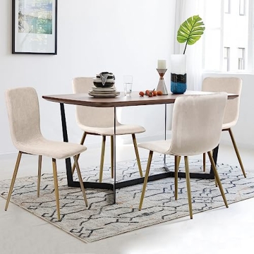 Modern Dining Chairs Set of 4 Comfortable Stylish Gold Legs