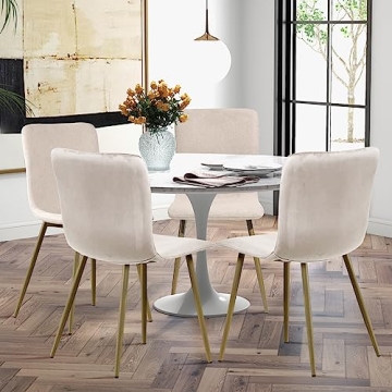 Modern Dining Chairs Set of 4 Comfortable Stylish Gold Legs