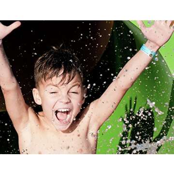 Reusable Child Safety ID Wristbands, Waterproof Adjustable Travel ID Band for Kids, One Size Fits All, Blue, Pack of 3