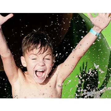 Reusable Child Safety ID Wristbands, Waterproof Adjustable Travel ID Band for Kids, One Size Fits All, Blue, Pack of 3